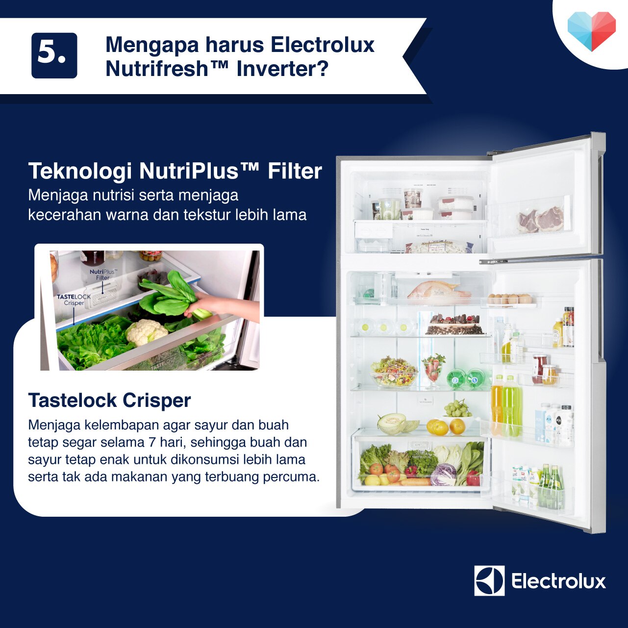 Kulkas Electrolux Nutrifresh Inverter menjaga nutrisi sayur dan buah
