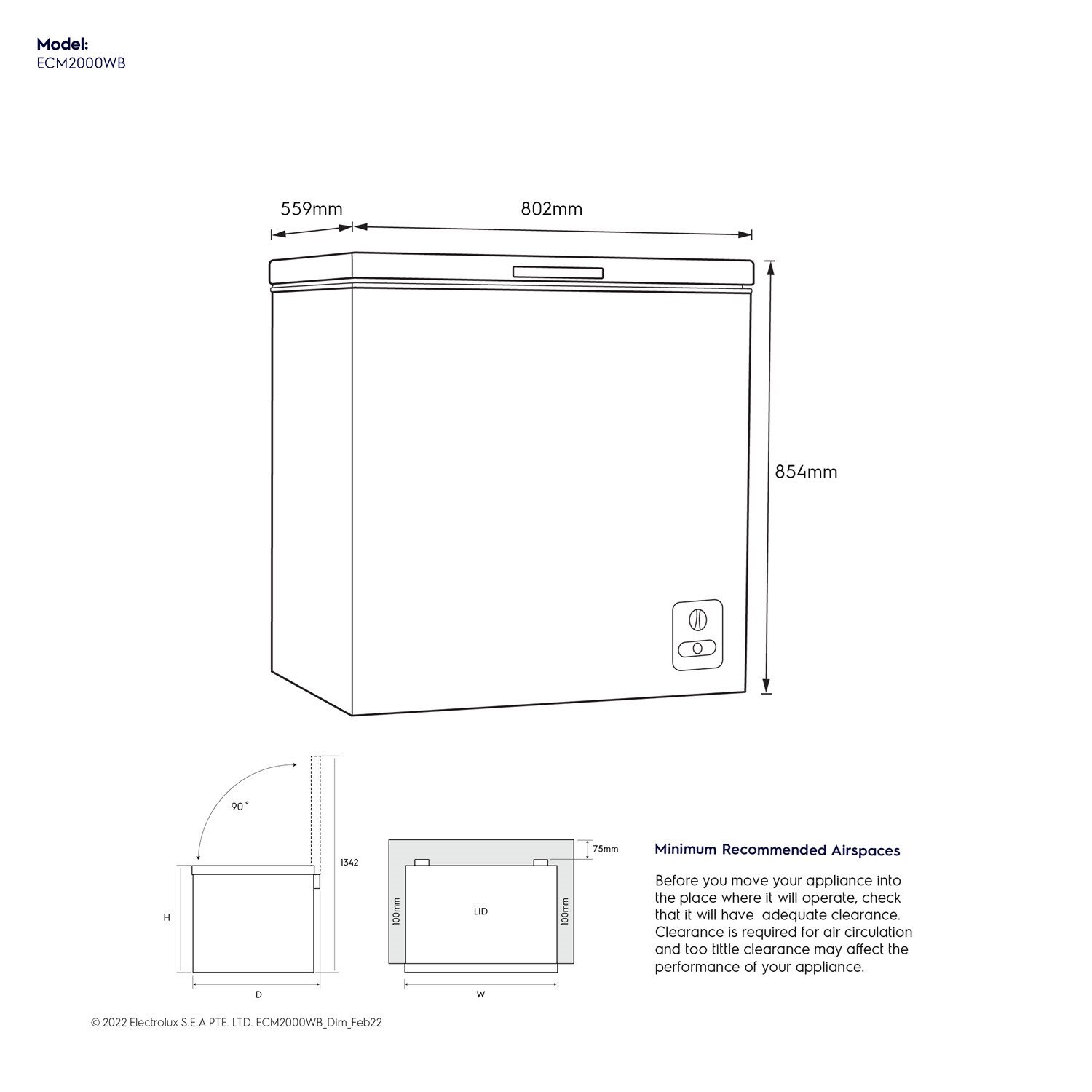198L UltimateTaste 300 chest freezer ECM2000WB