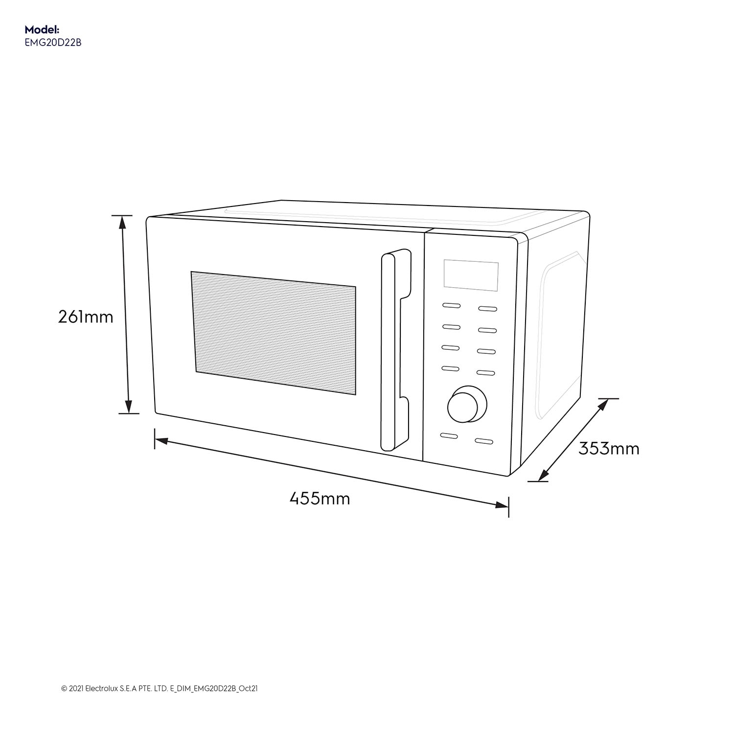 20L solo grill microwave oven EMG20D22B Electrolux Indonesia
