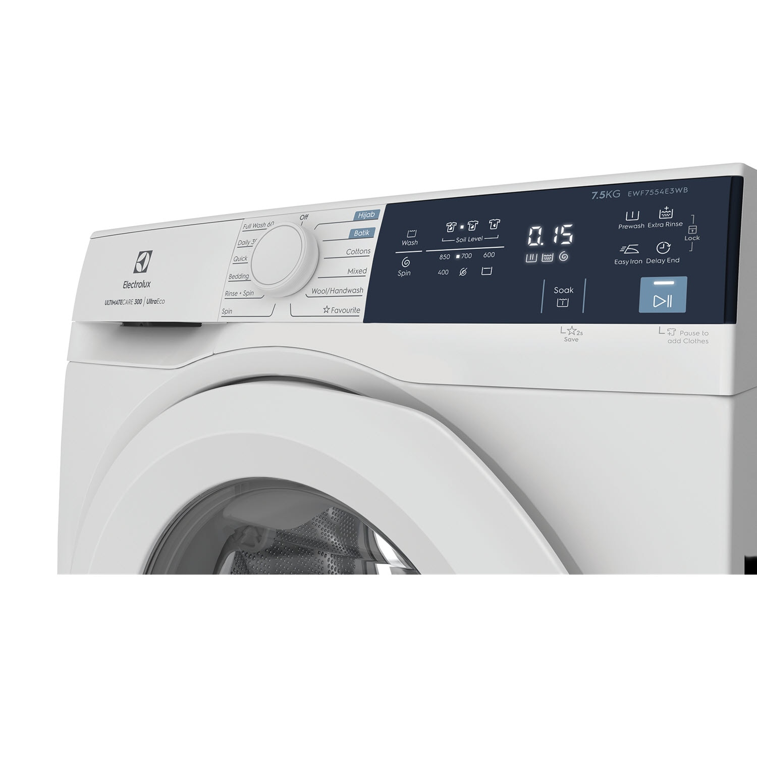 7.5kg 850 rpm front load washing machine EWF7554E3WB Electrolux