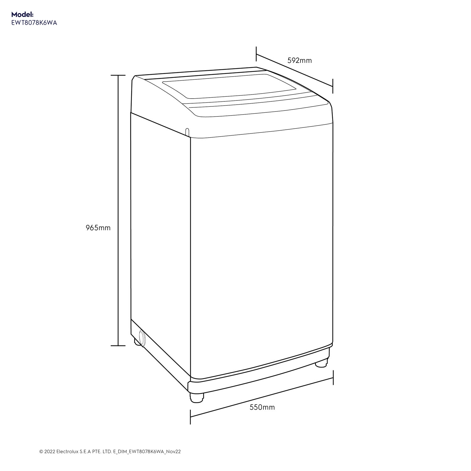 8kg top load washing machine EWT8078K6WA White Electrolux Indonesia